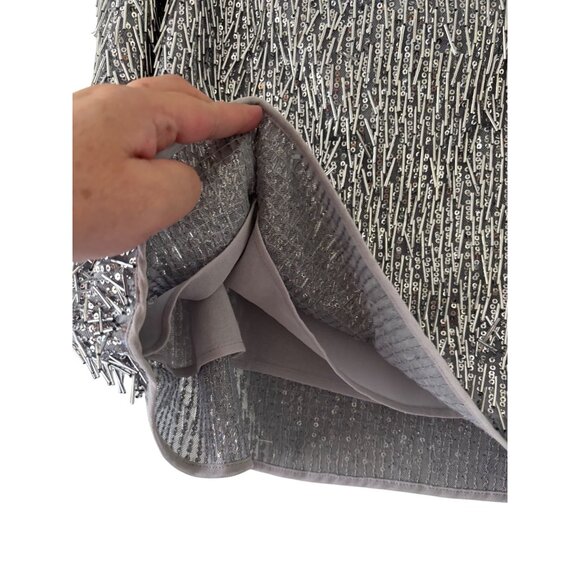 Topshop Needle Embellished Mini Skirt Silver US 12 - Picture 11 of 13